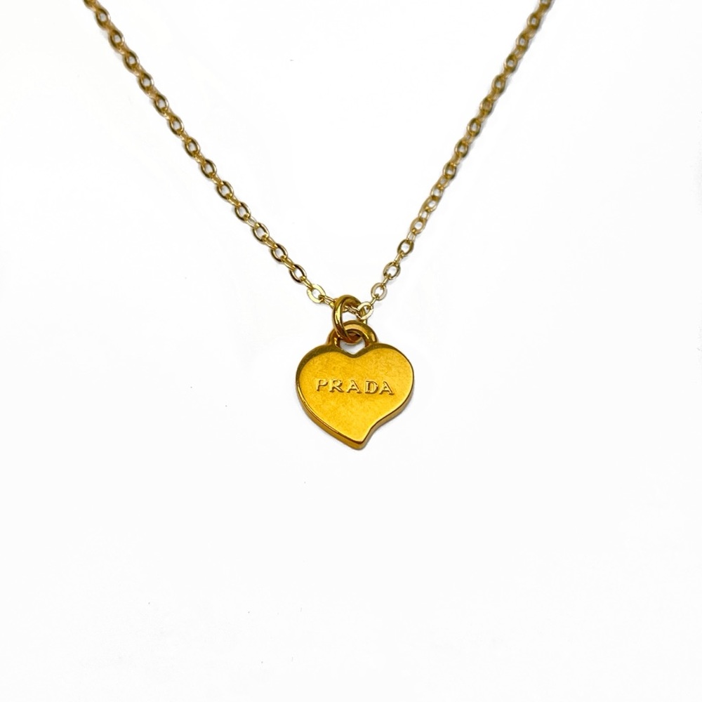 Authentic Prada Repurposed Mini Heart Necklace